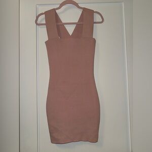 Square-Neck Mini Bodycon Dress in Dusty Rose